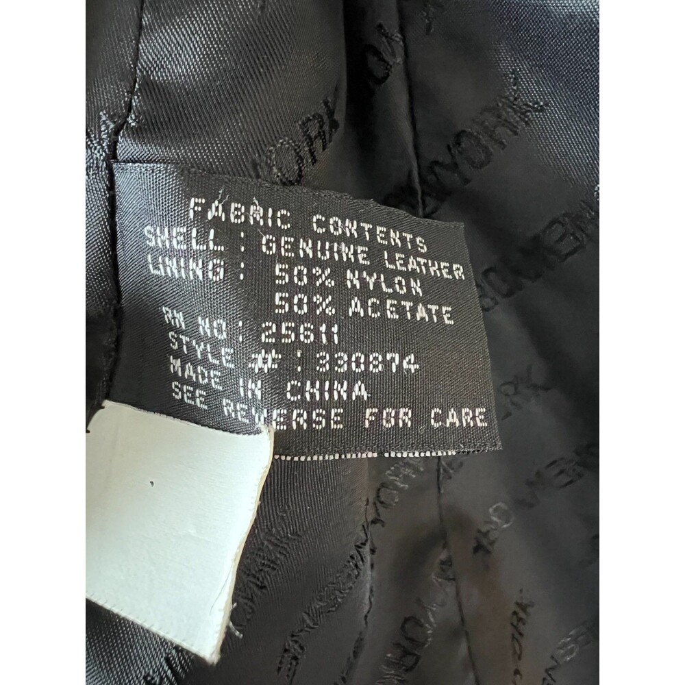 Jones New York Jacket Womens Medium Black Genuine Leather Zip Front Collared Vtg - Picture 8 of 16